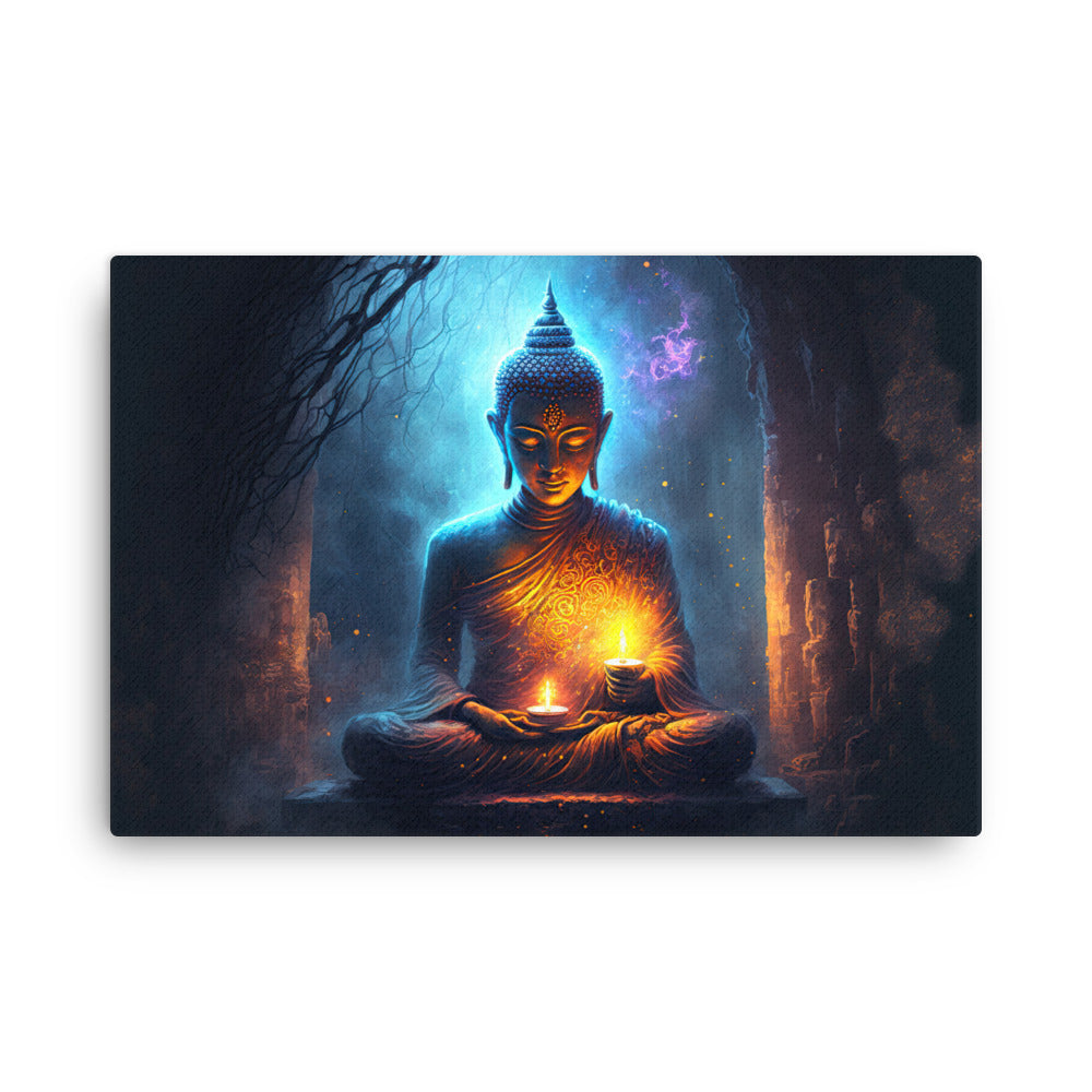 buddha meditation Meditation with Buddha canvas wall art in living room mockup