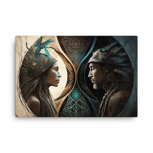 buddha meditation Shamanic Love canvas wall art in living room mockup