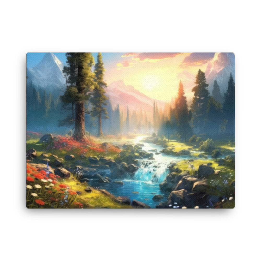 Nature shamanic morning's magic canvas canvas wall art in living room mockup