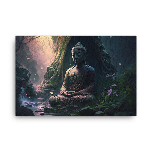 buddha meditation Yoga & Zen - Buddha In Nature Art canvas wall art in living room mockup