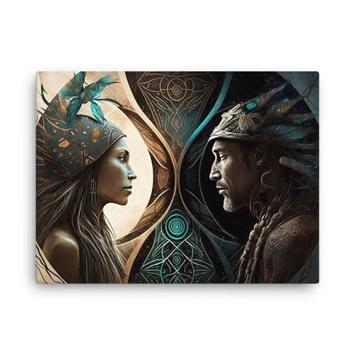 buddha meditation Shamanic Love canvas wall art in bedroom mockup
