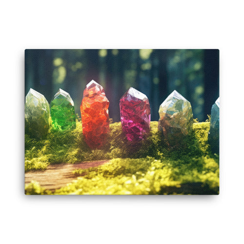 Sacred geometry earth's treasures crystal canvas wall art in living room mockup