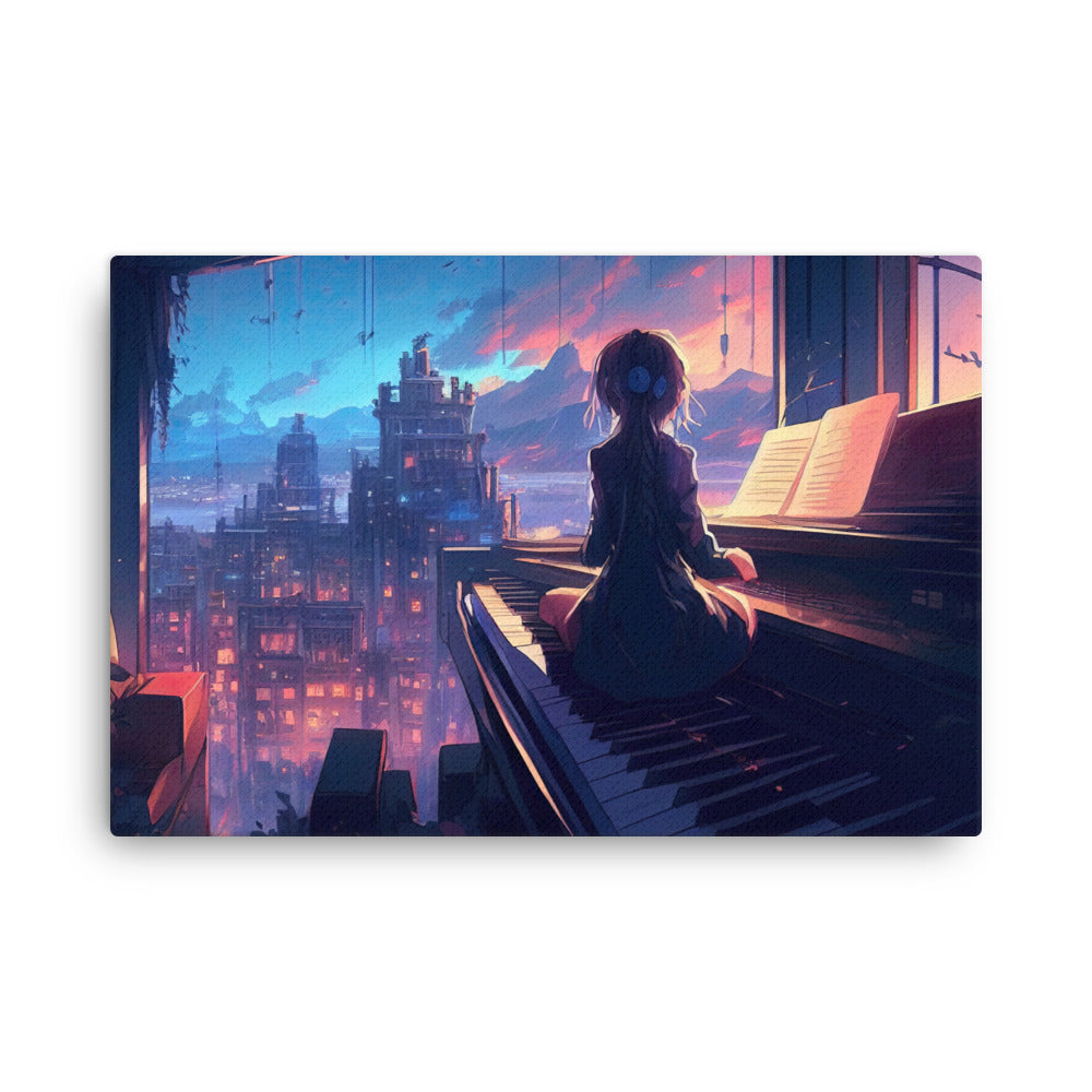 Spiritual anime piano canvas canvas wall art print
