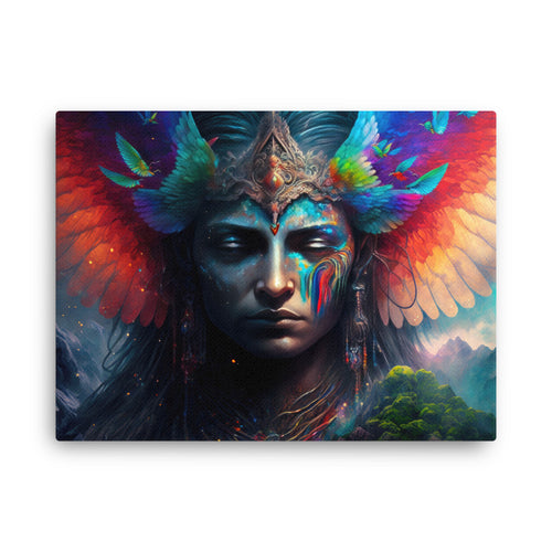 buddha meditation Yoga & Zen - Powerful Shaman : Mysteries Of Mastery Wall Art ( canvas wall art in bedroom mockup