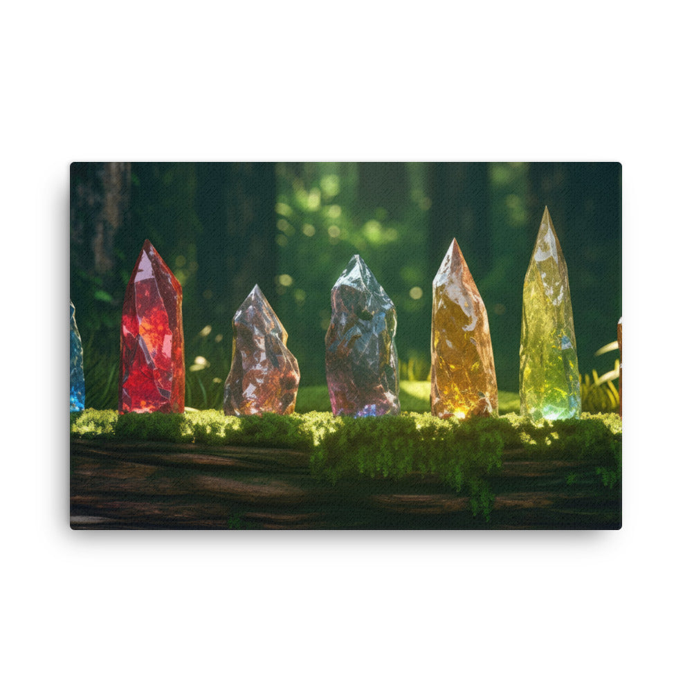 buddha meditation Sparkling Earth Crystals canvas wall art in living room mockup