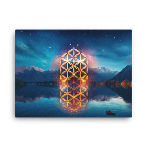 buddha meditation Spiritual Art - Symbols canvas wall art in bedroom mockup