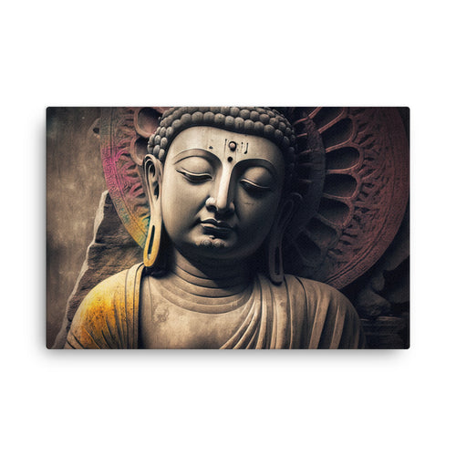Yoga zen buddha's serene face canvas wall art print