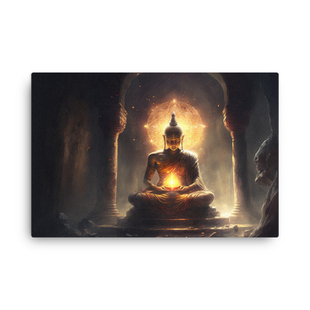buddha meditation Yoga & Zen - Buddha's Meditation Art: Finding Serenity & Insight Wall Art ( canvas wall art in living room mockup