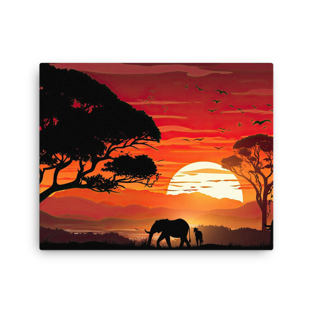 buddha meditation Yoga & Zen - Majestic Elephant Sunrise Silhouette Wall Art ( canvas wall art in meditation space mockup