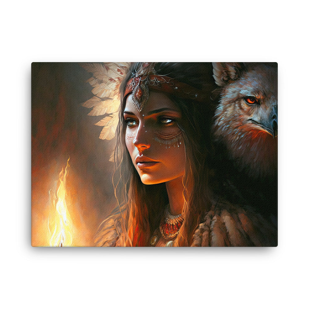 Nature shamanic ancient shamanic journeys canvas wall art in living room mockup