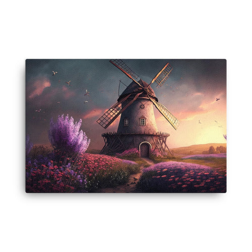 Nature shamanic enchanted windmill fantasy canvas wall art print