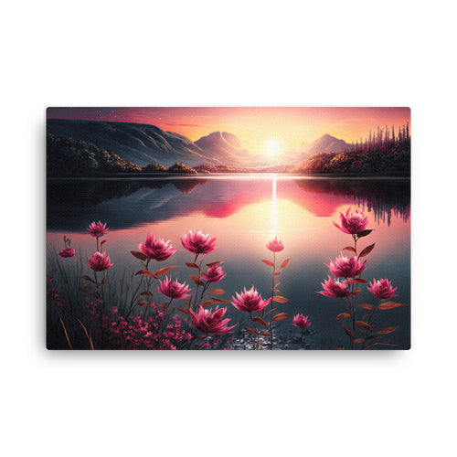 buddha meditation Morning's Embrace Sunrise canvas wall art in living room mockup