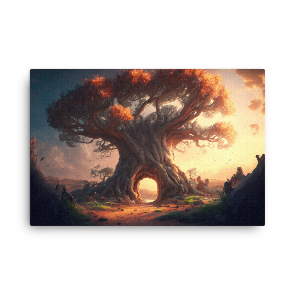 Yoga zen rooted majesty magnificent tree art: timeless story canvas wall art print
