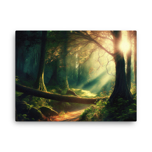 Chakra energy golden forest veins canvas wall art in living room mockup