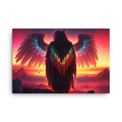 buddha meditation Shamanic Wings canvas wall art in living room mockup