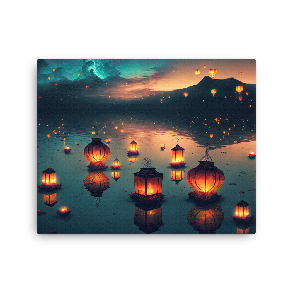 Spiritual illuminated skies floating canvas print texture detail close-up