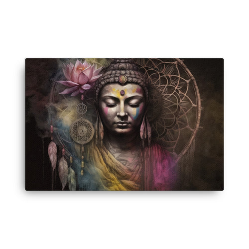 Yoga zen buddha in nature canvas wall art print