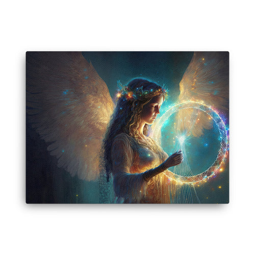 Chakra energy angel messengers canvas canvas wall art in living room mockup