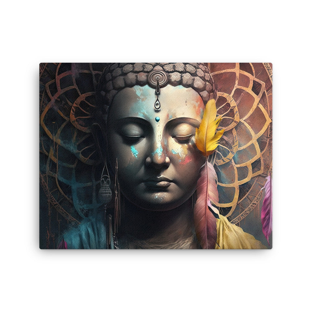 Yoga zen buddha honoring the canvas print texture detail close-up