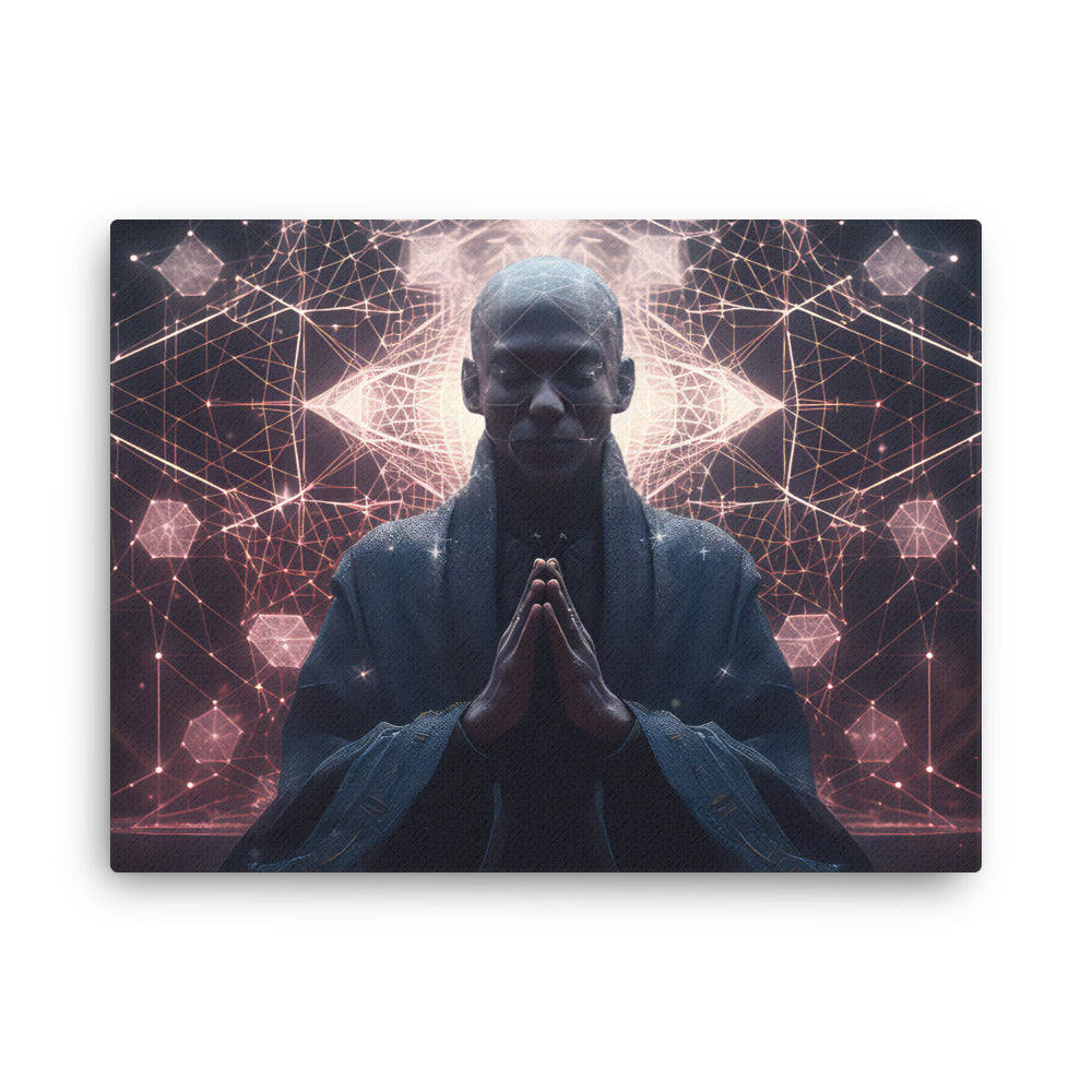 buddha meditation Spiritual Art - Realistic Reflections canvas wall art in bedroom mockup