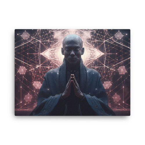 buddha meditation Spiritual Art - Realistic Reflections canvas wall art in bedroom mockup