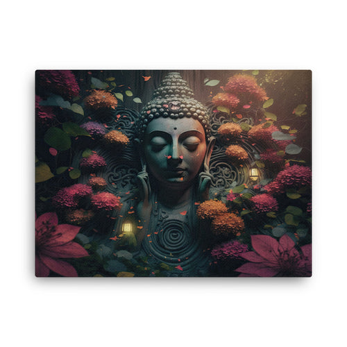 buddha meditation Yoga & Zen - Buddha's Peace Embrace canvas wall art in bedroom mockup