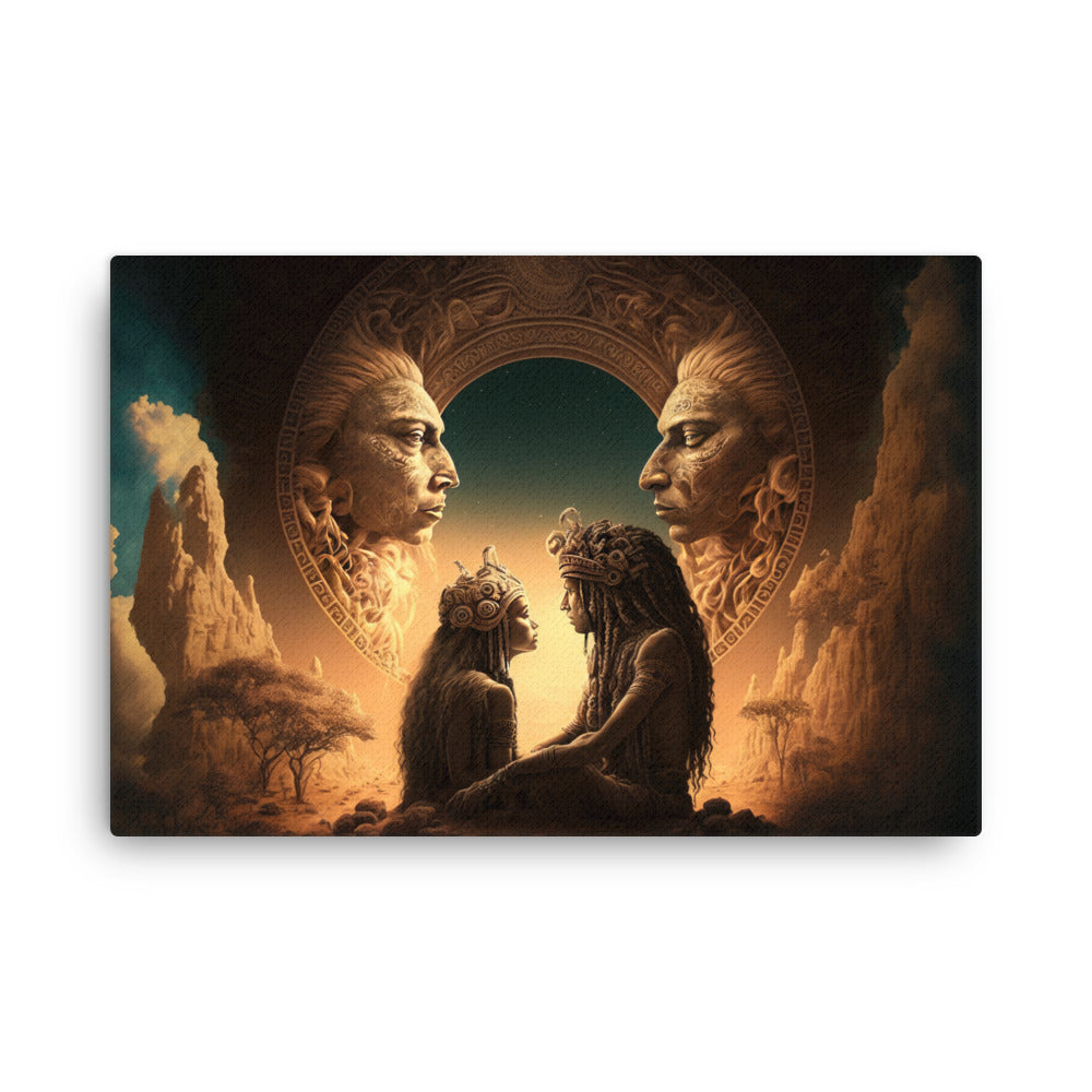 buddha meditation Shamanic Connection canvas wall art in living room mockup
