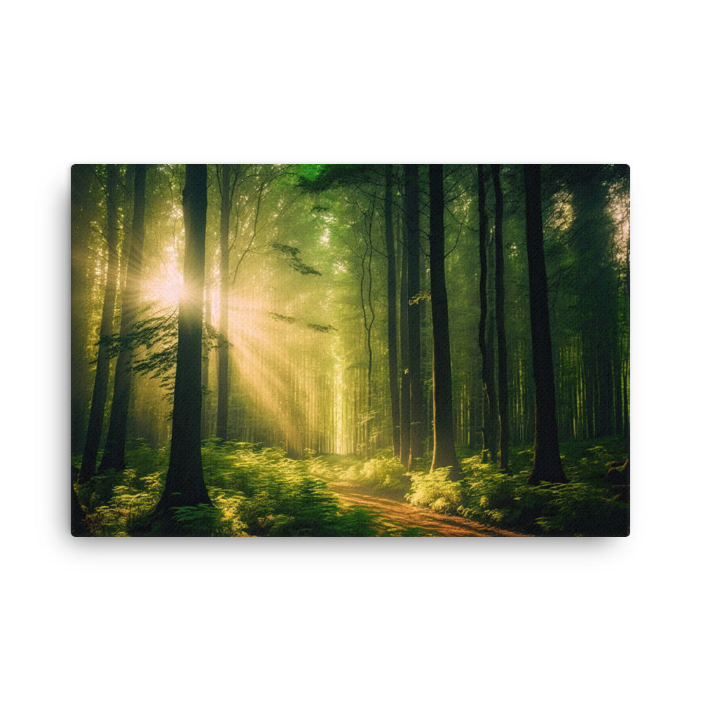 Nature shamanic embracing tranquility green forest : verdant beauty canvas wall art print