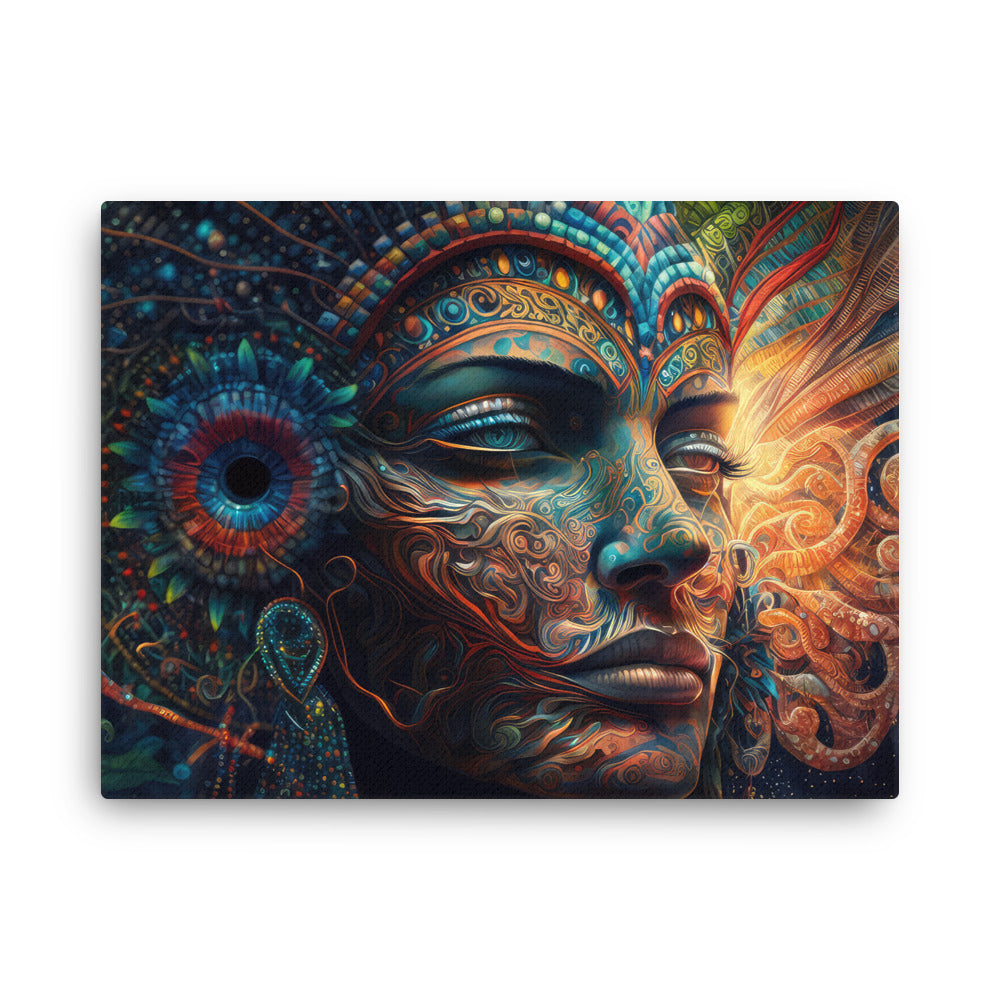 buddha meditation Nature & Shamanic - Amazonian Spirituality canvas wall art in bedroom mockup