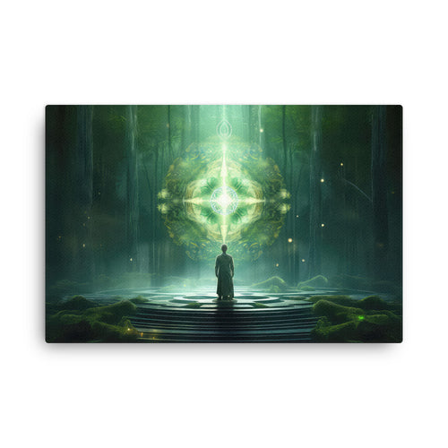 buddha meditation Spiritual Awakening Journey canvas wall art in living room mockup