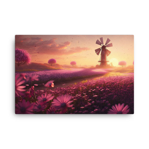 Chakra energy pink blossom windmill canvas wall art print