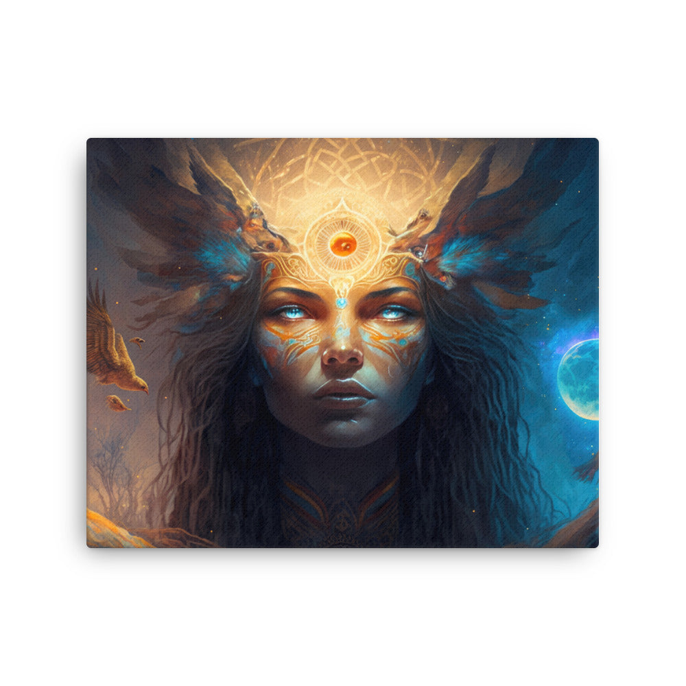 buddha meditation Yoga & Zen - Navigating Shamanic Realms Art: Mysteries Of The Path Wall Art ( canvas wall art in meditation space mockup