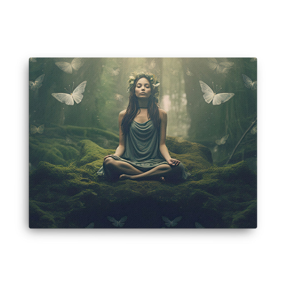buddha meditation Mystical Beings canvas wall art in bedroom mockup