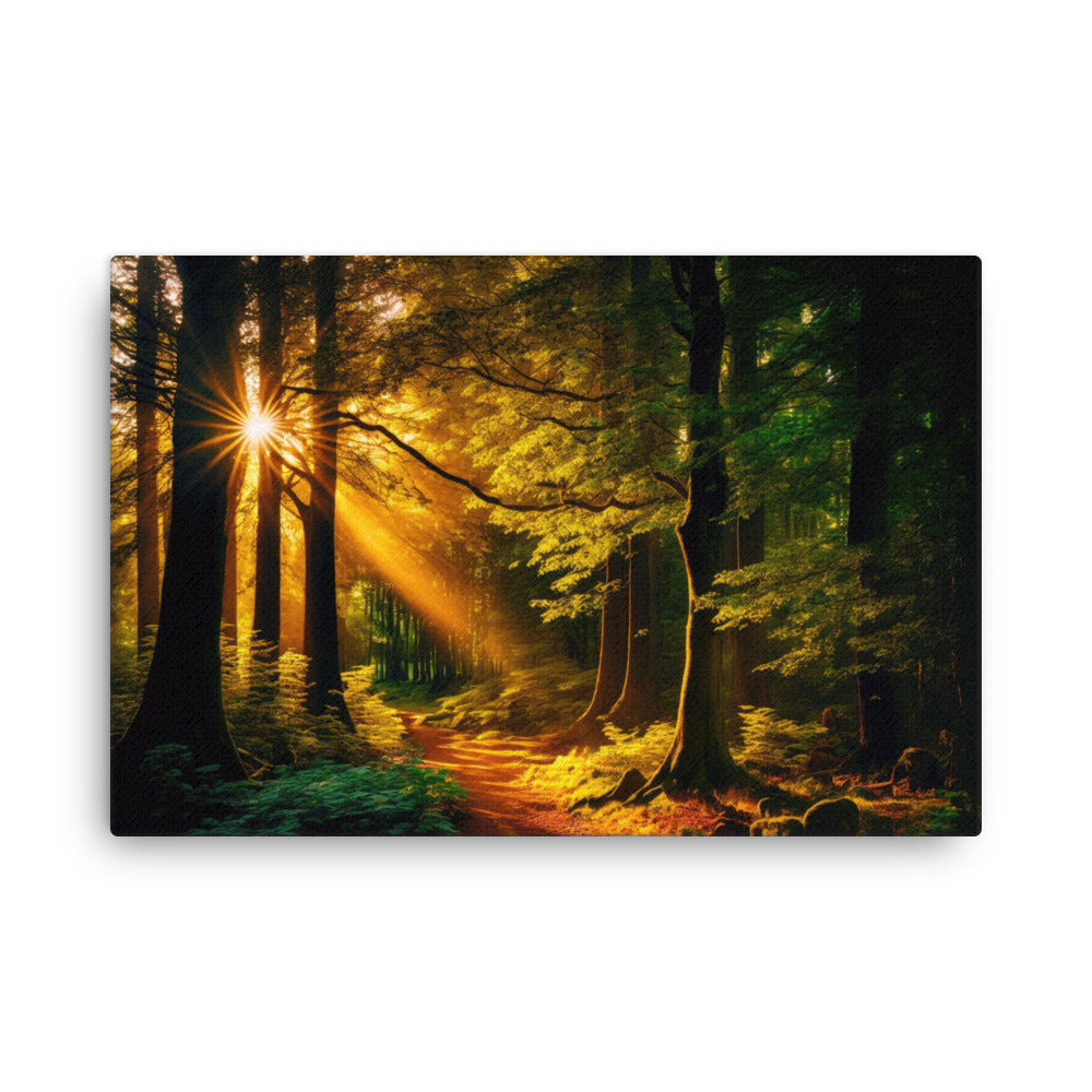 Yoga zen green forest whispers : nature's sanctuary mysteries canvas wall art print
