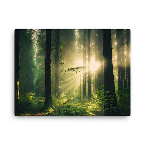 Chakra energy verdant enchantment green forest : nature's mysteries canvas wall art in living room mockup