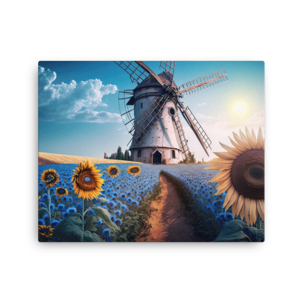 Chakra energy windmill & nature's dance art: harnessing earth's beauty canvas print texture detail close-up
