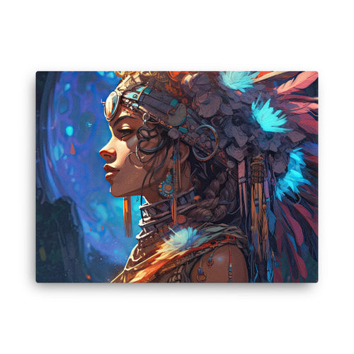 buddha meditation Mystical Sci-Fi canvas wall art in bedroom mockup