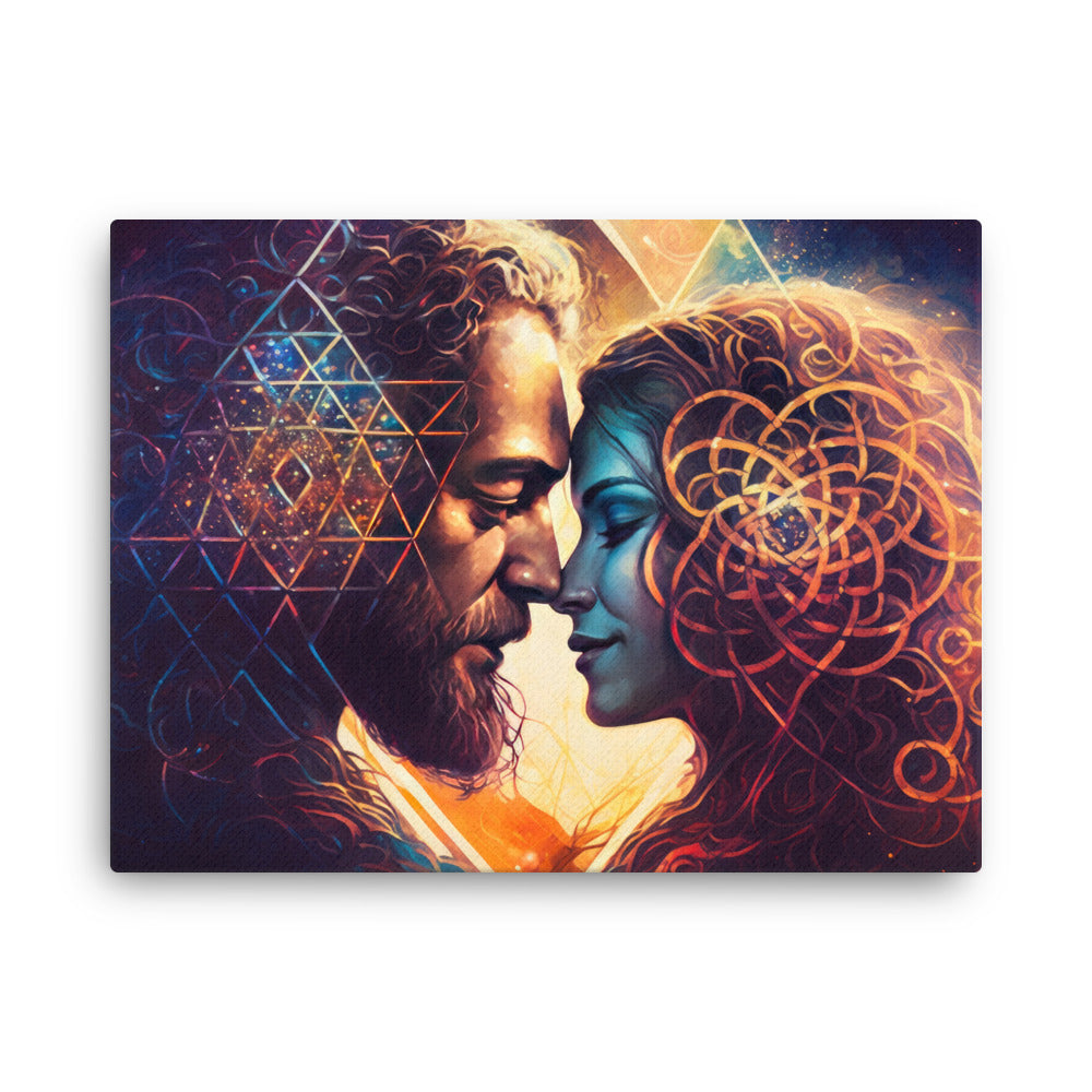 Spiritual love bond canvas canvas wall art in living room mockup