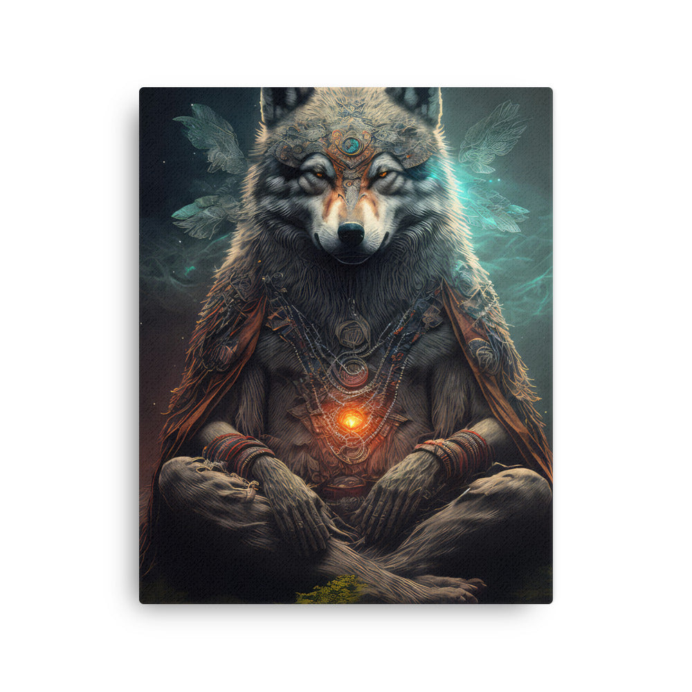 buddha meditation Nature & Shamanic - Meditating canvas wall art in meditation space mockup