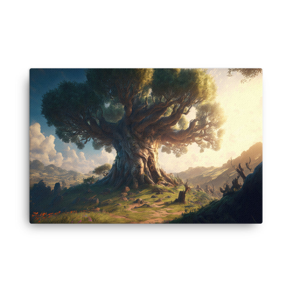 Nature shamanic roots of life tree art: majesty & meaning canvas wall art print