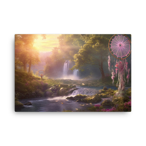 Chakra energy whispers of the night peaceful dreamcatcher canvas wall art print