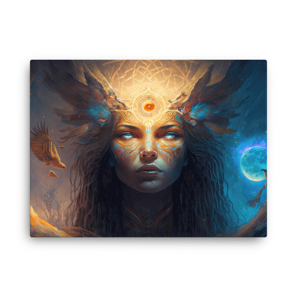 buddha meditation Yoga & Zen - Navigating Shamanic Realms Art: Mysteries Of The Path Wall Art ( canvas wall art in bedroom mockup