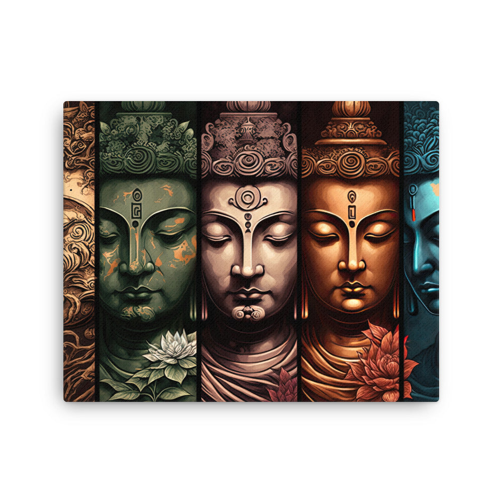 buddha meditation Vertical Buddha Rising canvas wall art in meditation space mockup