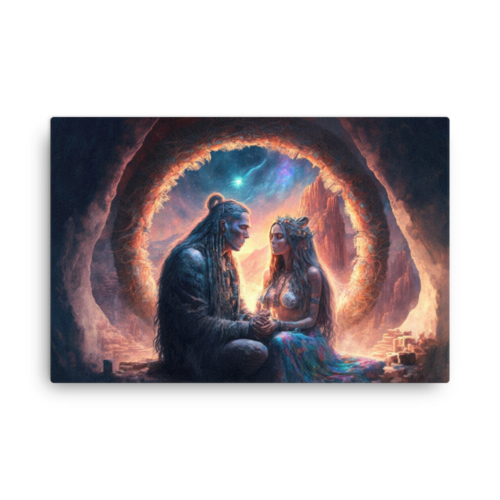 buddha meditation Shamanic Connection canvas wall art in living room mockup