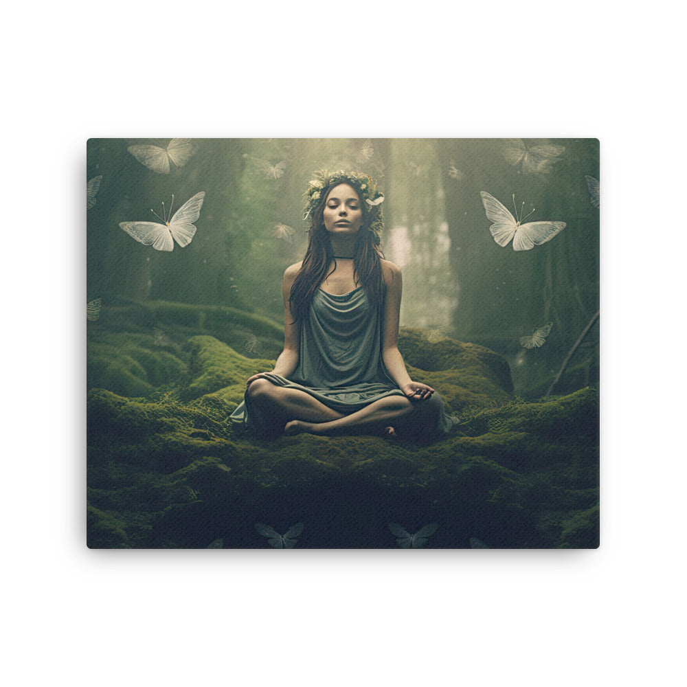 buddha meditation Mystical Beings canvas wall art in meditation space mockup