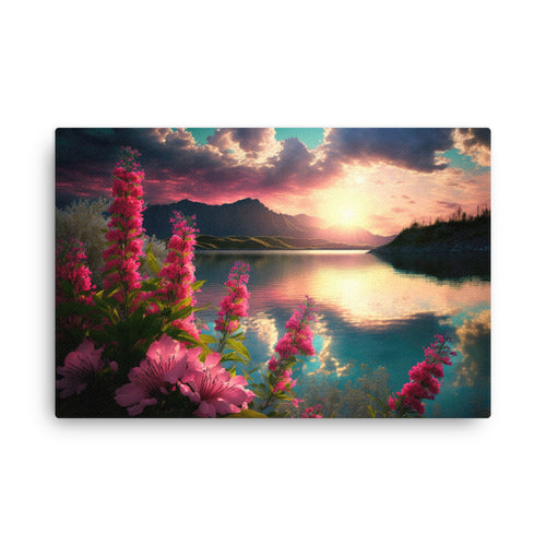 buddha meditation Spiritual Art - Pastel Serenity Pink Nature : Gentle Charms Wall Art ( canvas wall art in living room mockup