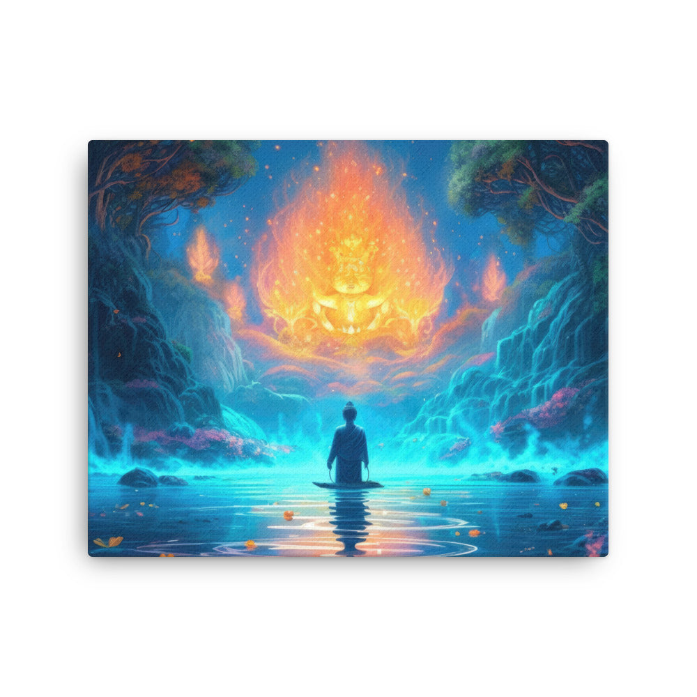buddha meditation Psychedelic Art - Euphoric Sci-fi Spirituality canvas wall art in meditation space mockup