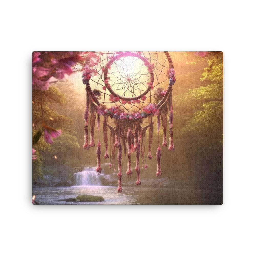 Yoga zen woven dreams intricate dreamcatcher canvas print texture detail close-up