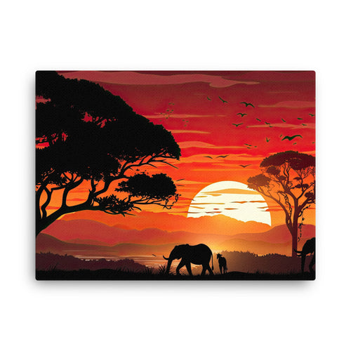 buddha meditation Yoga & Zen - Majestic Elephant Sunrise Silhouette Wall Art ( canvas wall art in bedroom mockup