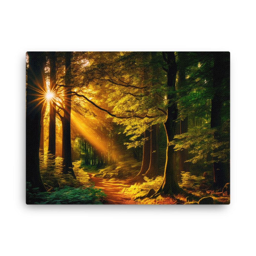Yoga zen green forest whispers : nature's sanctuary mysteries canvas wall art in living room mockup